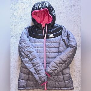 Girls ZX Zeroxposure gray and pink puffer coat size 16
